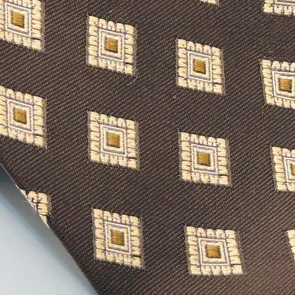 Vintage 70s Brittania Dark Brown Retro Funky Super Wide Geometric Neck Tie - Picture 2 of 4